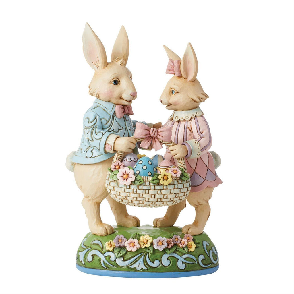 New 2024 <br> Heartwood Creek <br> Bunny Couple with Basket <br> "Basketful of Love"