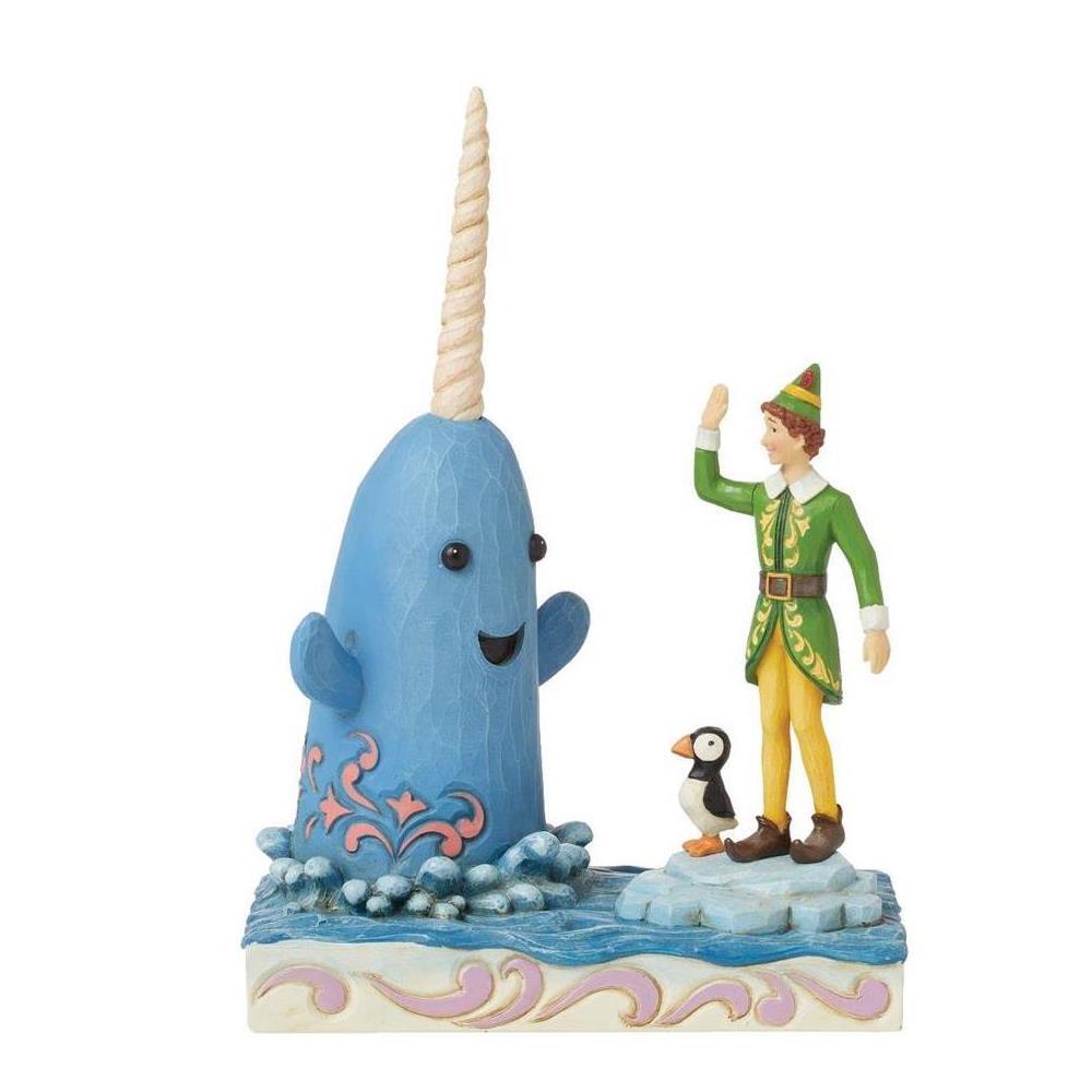 PRE-ORDER 2024 <br> Elf by Jim Shore <br> Buddy Elf With Mr Narwhal (18cm) <br> "Thanks Mr. Narwhal" - $149.95