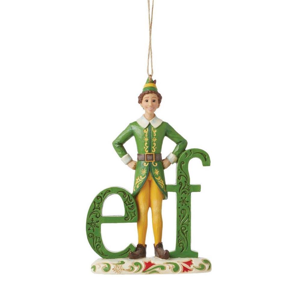 PRE-ORDER 2024 <br> Elf by Jim Shore <br> Buddy Elf Word (12cm) <br> Hanging Ornament - $64.95