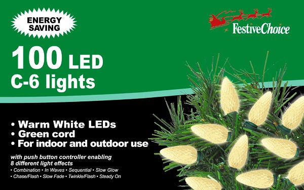 Lights <br> 100 LED C-6 Warm White Lights