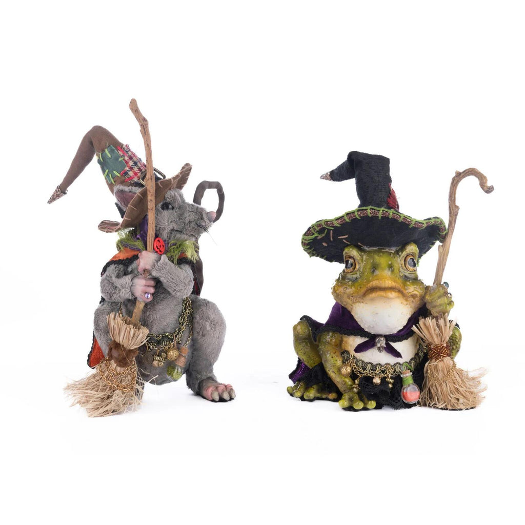 PRE-ORDER 2024 <br> Katherine's Collection <br> Broomstick Acres <br> Rat and Frog Witches <br> Set of 2 (28cm) - $499
