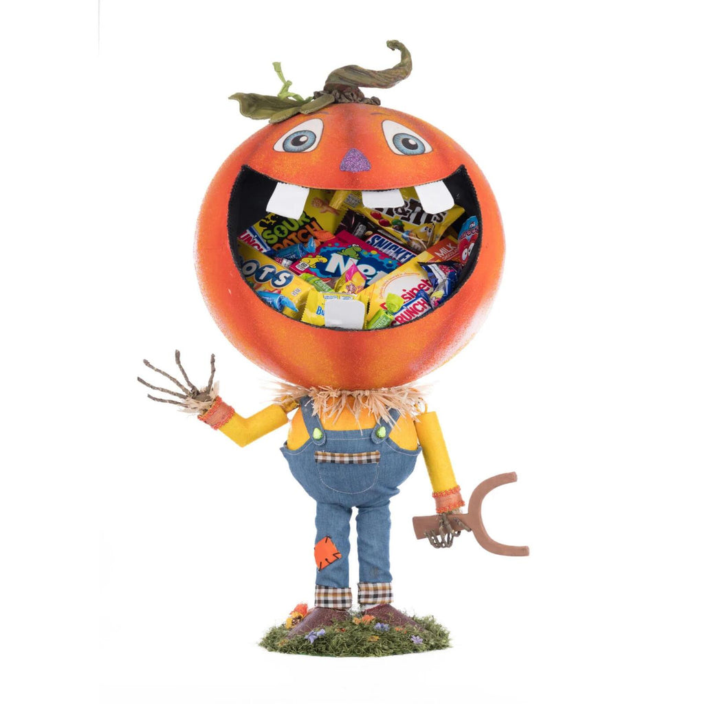 PRE-ORDER 2024 <br> Katherine's Collection <br> Jacks and Cats <br> Pumpkin Boy Candy Container (64cm) - $299
