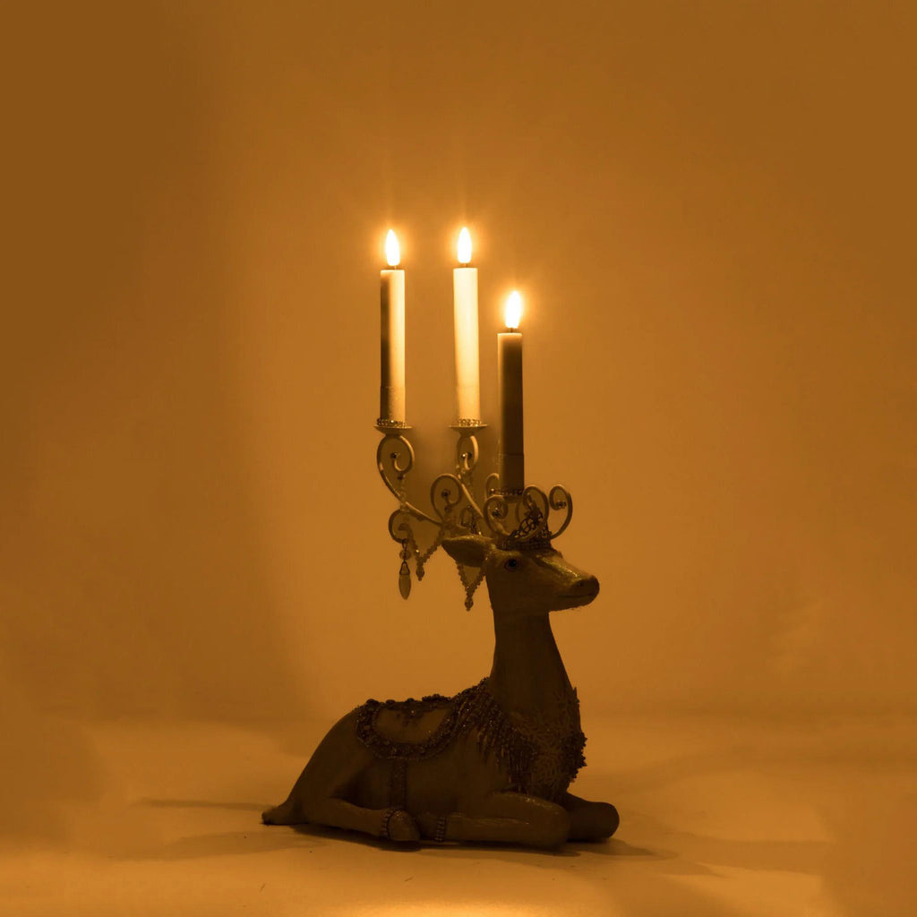 PRE-ORDER 2024  <br> Katherine's Collection <br> Crystal Kingdom <br> Sitting Deer Candle Holder (29cm) - $349