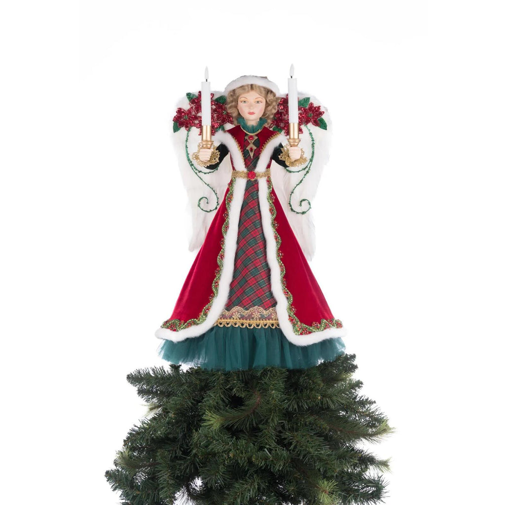 PRE-ORDER 2024 <br> Katherine's Collection <br> Holiday Magic <br> Penelope Poinsettia Angel Tree Topper (51cm) - $629