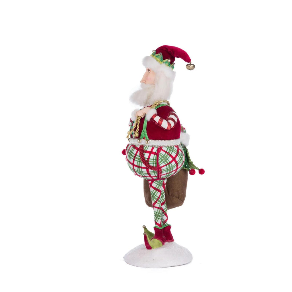 PRE-ORDER 2024 <br> Katherine's Collection <br> Village of Holly Woods <br> Silly Santa With Bag (37cm) - $229