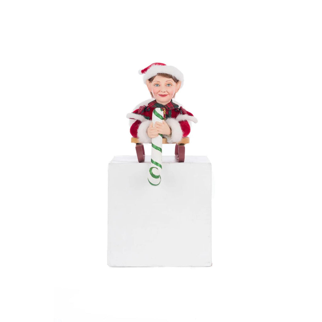 PRE-ORDER 2024 (CLOSES 26th February) <br> Katherine's Collection <br> Holiday Magic <br> Laying Elf on Sleigh Stocking Holder (18cm) - $249