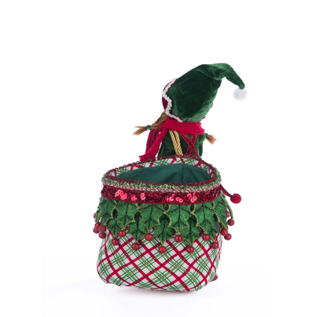 PRE-ORDER 2024 (CLOSES 26th February) <br> Katherine's Collection <br> Village of Holly Woods <br> Winter Snowdrop Elf With Bag (32cm) - $269