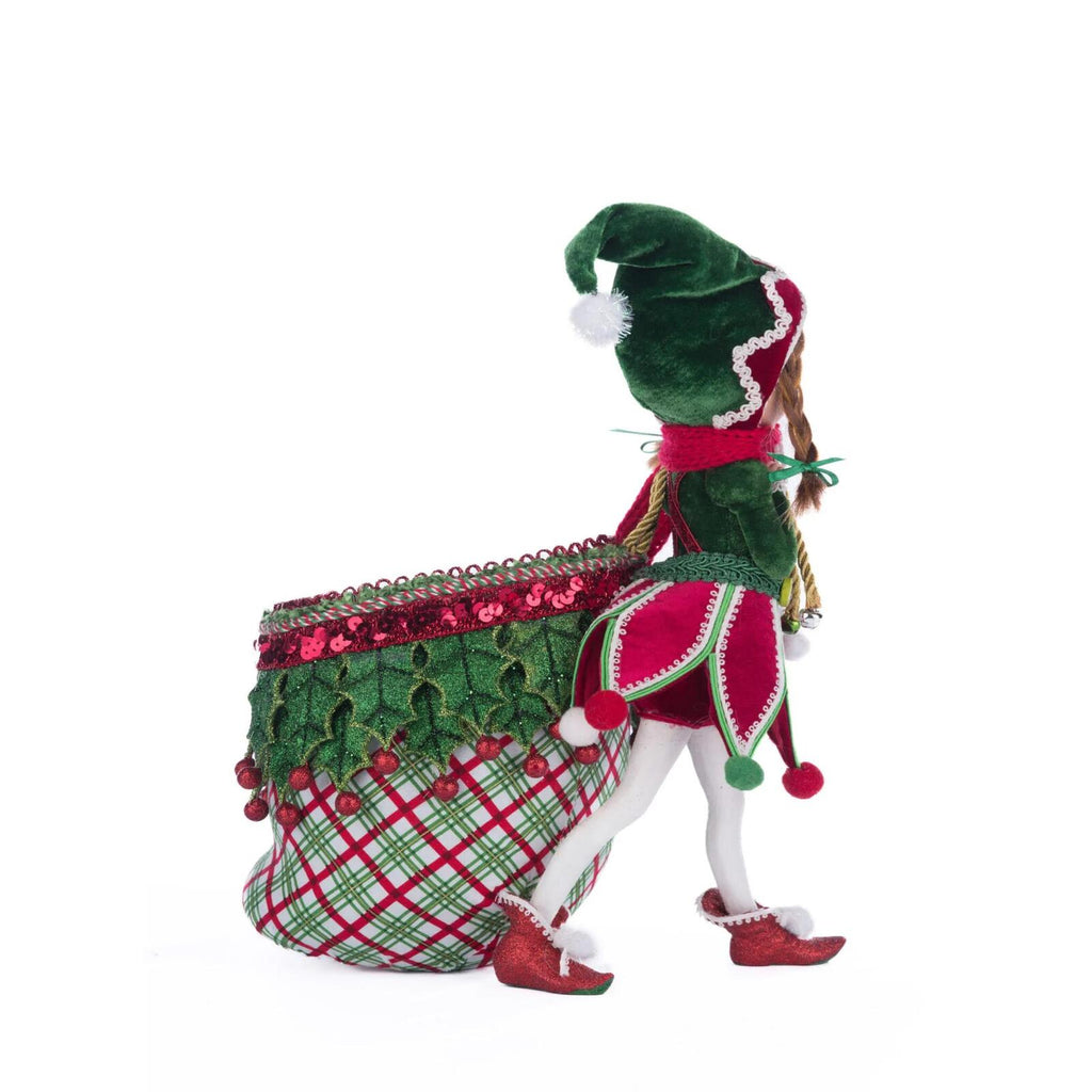 PRE-ORDER 2024 <br> Katherine's Collection <br> Village of Holly Woods <br> Winter Snowdrop Elf With Bag (32cm) - $269