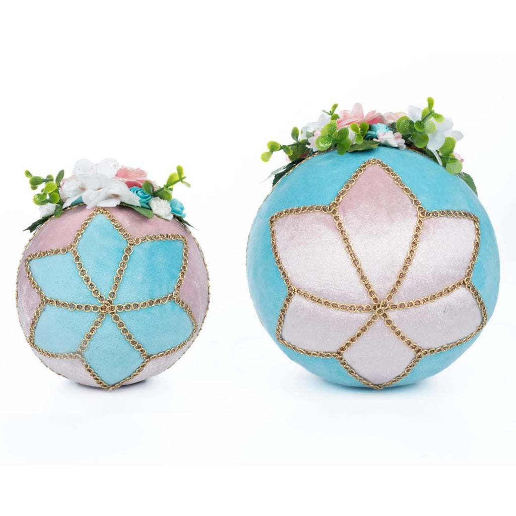 PRE-ORDER 2024 <br> Katherine's Collection <br> Hearts And Wonderland <br> Fabric Covered Eggs  <br> Set of 2 (14cm) - $229