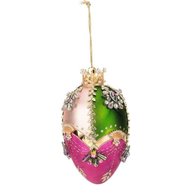 Mark Roberts Pre-Order 2024 <br> Hanging Ornament <br> Pink & Green Faberge Egg (18cm)