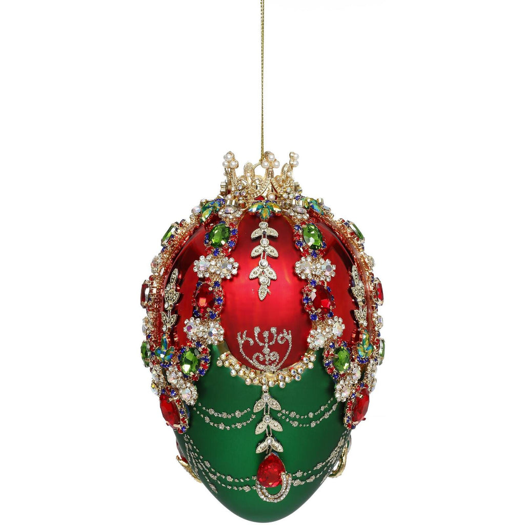 Mark Roberts Pre-Order 2024 <br> Hanging Ornament <br> Green & Red Faberge Egg (18cm)