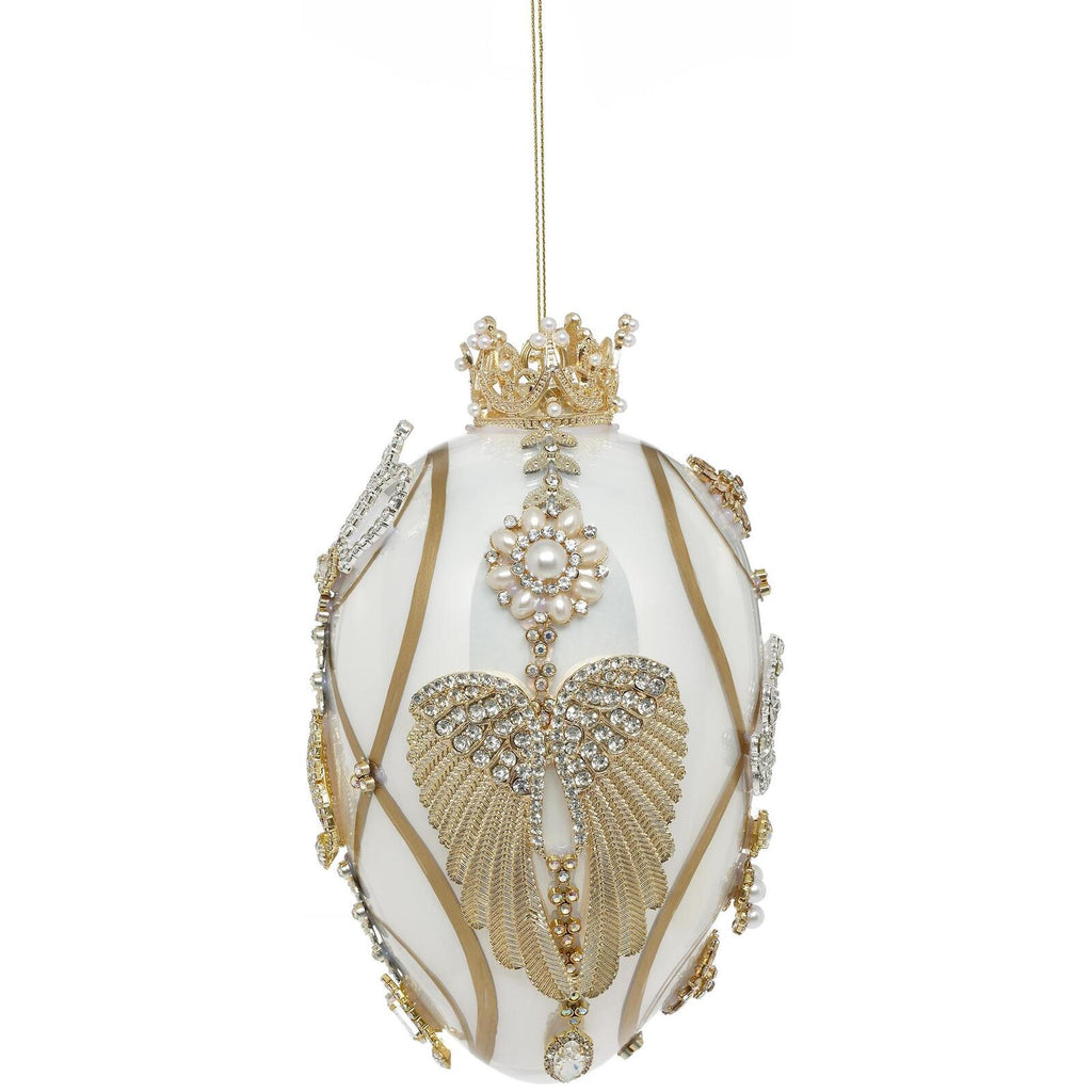 Mark Roberts Pre-Order 2024 <br> Hanging Ornament <br> Ivory & Pearl Faberge Egg (18cm)