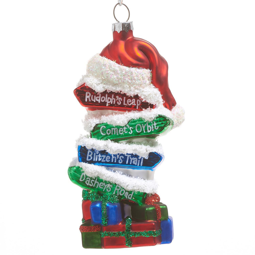 RAZ Imports <br> Hanging Ornament <br> Santa's Reindeer Ski Slope Direction (14.5cm)