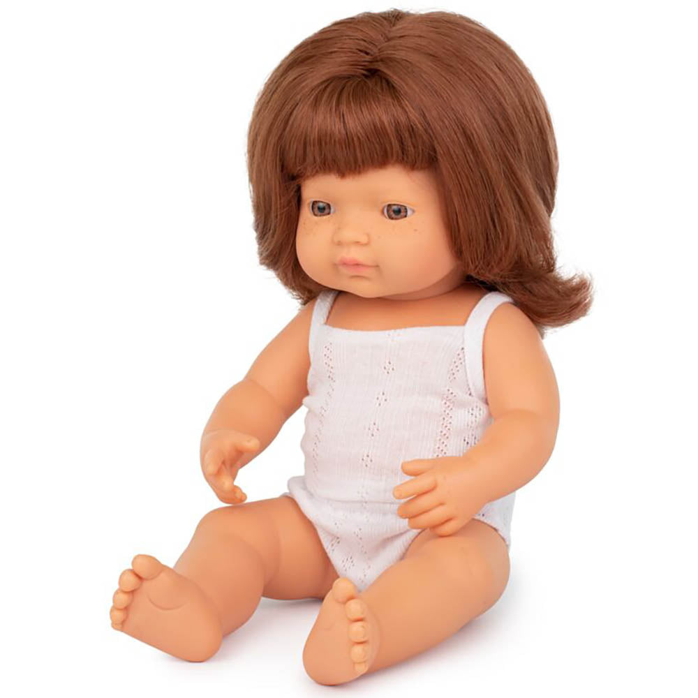 Miniland Doll <br> 38cm Baby Girl <br> Caucasian Red Hair