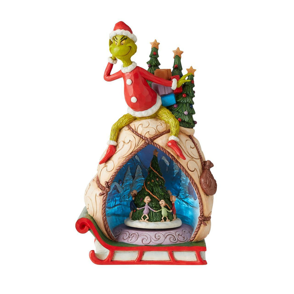 Grinch by Jim Shore <br> 29cm Grinch With Lit Rotating Scene