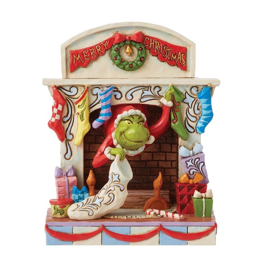 Grinch by Jim Shore <br> 5.5" Grinch Peaking out of Fireplace