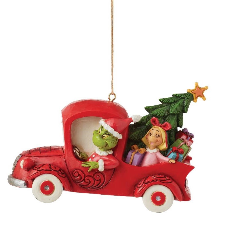Grinch by Jim Shore <br> 7.5cm Grinch Red Truck <br> Hanging Ornament