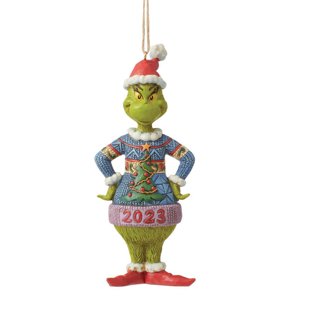 Grinch by Jim Shore <br> Ugly Sweater Dated 2023 <br> Hanging Ornament
