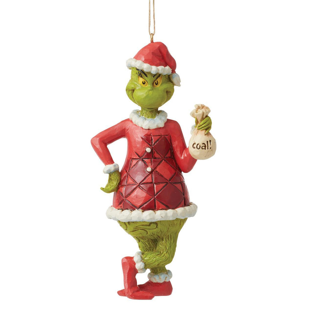 Grinch by Jim Shore <br> 13cm Grinch With Coal <br> Hanging Ornament