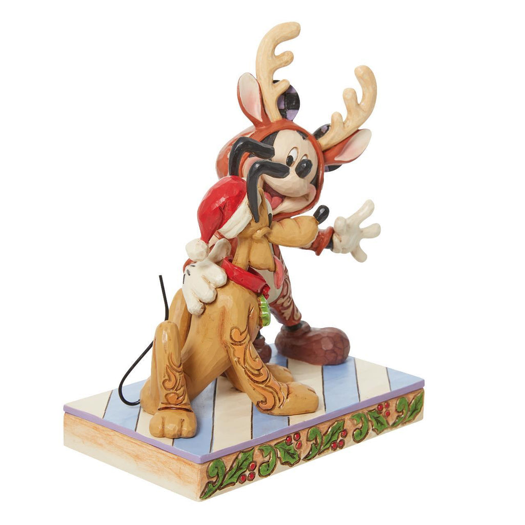 DISNEY 2023 PRE-ORDER <br> Disney Traditions <br> Mickey Reindeer and Pluto Santa <br> "Festive Friends" - $179.95