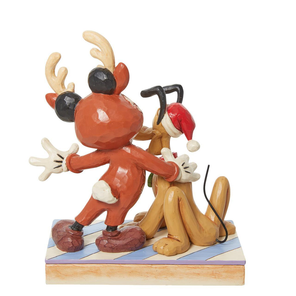 DISNEY 2023 PRE-ORDER <br> Disney Traditions <br> Mickey Reindeer and Pluto Santa <br> "Festive Friends" - $179.95