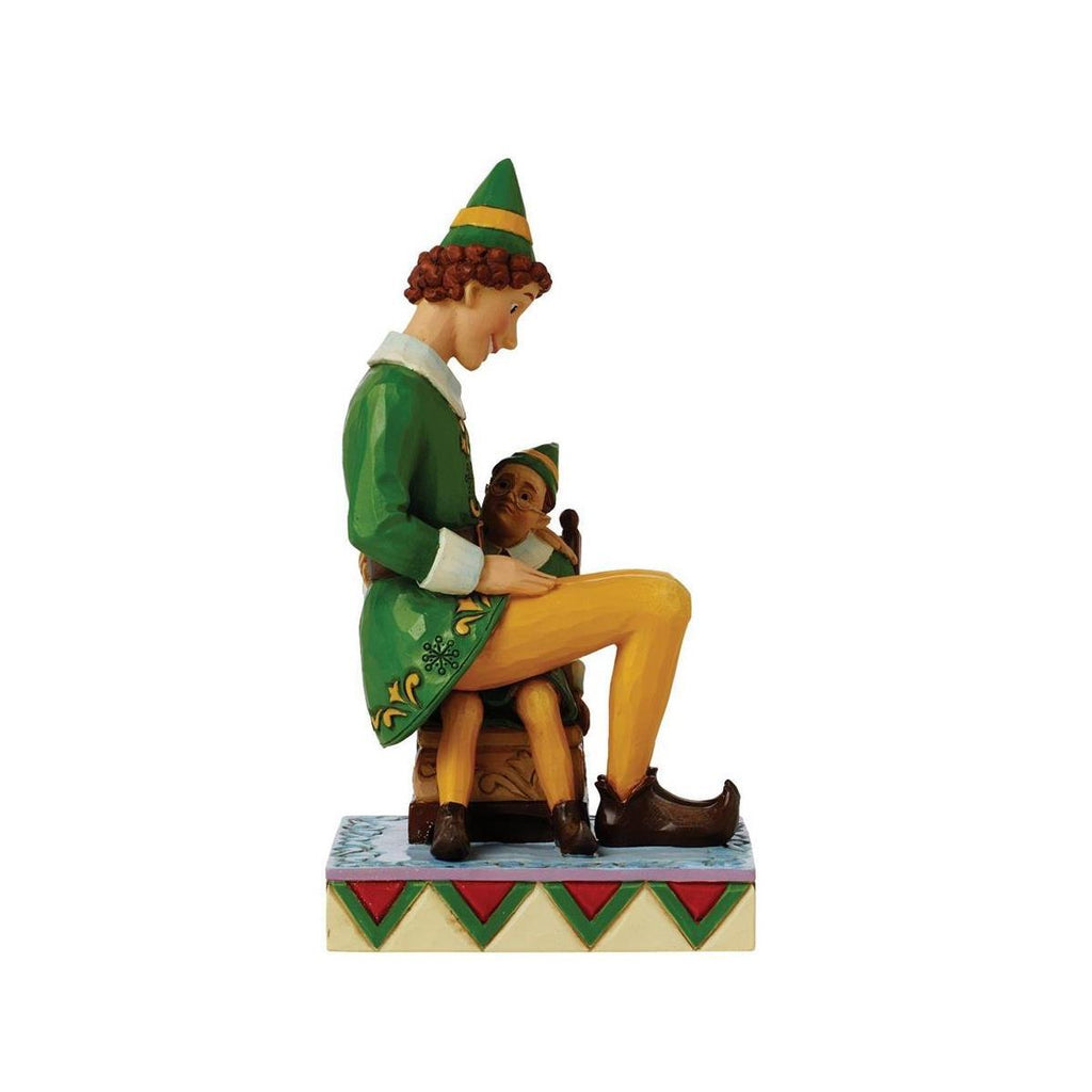PRE-ORDER 2024 <br> Elf by Jim Shore <br> Buddy Elf Sitting on Papa Elf (16cm) <br> "I'll Always Be Here For You Buddy" - $149.95