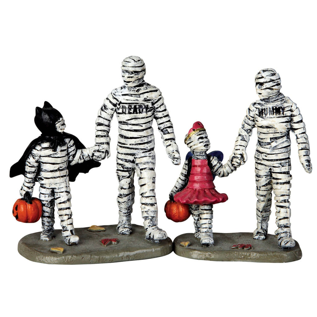 Spooky Town Figurine <br> Trick Or Treating With Mummy And Deady, Set Of 2