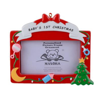 Personalised Hanging Ornament <br> Baby's 1st Christmas Photoframe