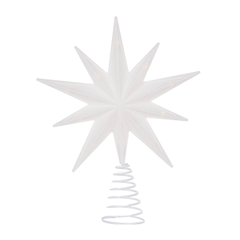 Tree Topper - 9 Point LED White Star <br> (Battery Operated)