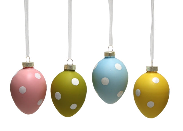 Hanging Ornament <br> Glass Egg with Dots (6cm) <br> 4 Assorted <br> Price is for EACH