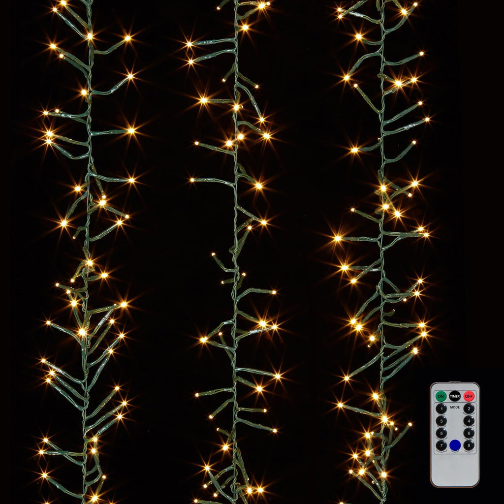 RAZ Lights <br> 1300 Warm White LED Cluster Light Garland (13.4m)