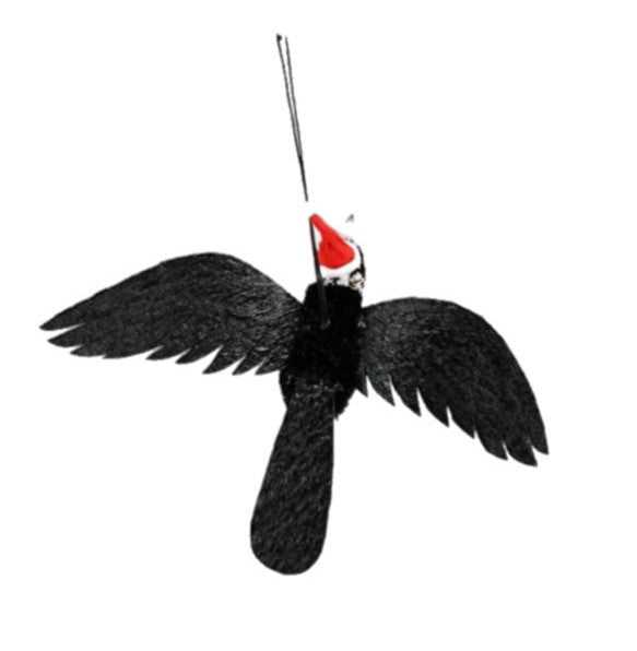Bristlebrush Designs <br> Hanging Ornament <br> Magpie With Wings and Santa Hat