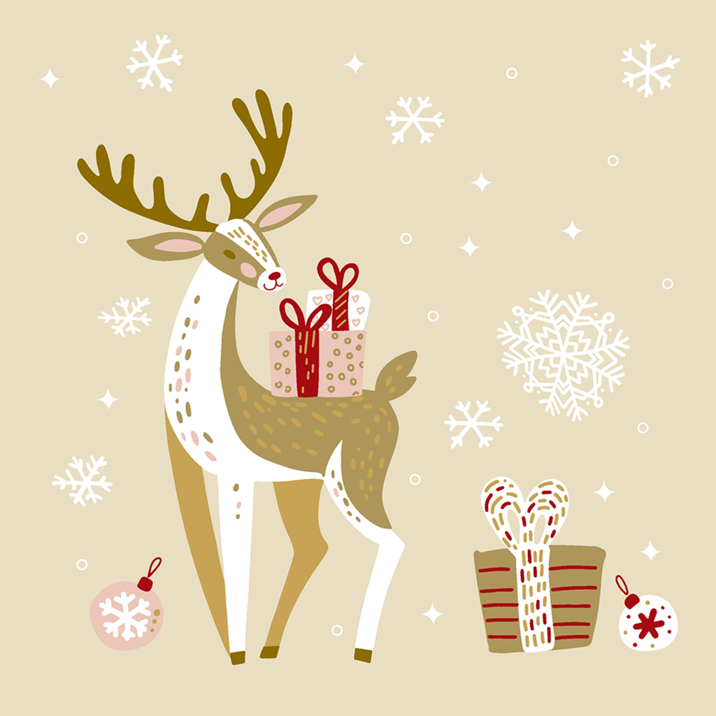 Luncheon Napkin - Christmas Deer <br> (Pack of 20)