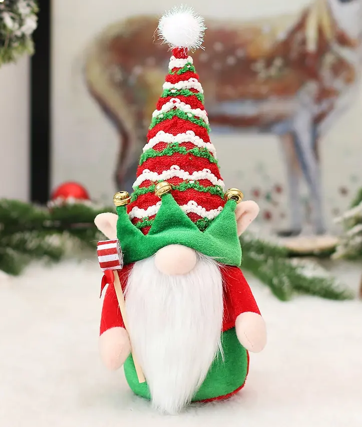 Bristlebrush Designs <br> Christmas Gnome Elf <br> Green Stripey Hat