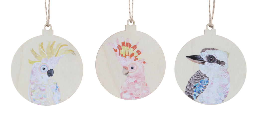 Frankie B Christmas <br> Hanging Decorations <br> Australian Bird Baubles (Set of 3)