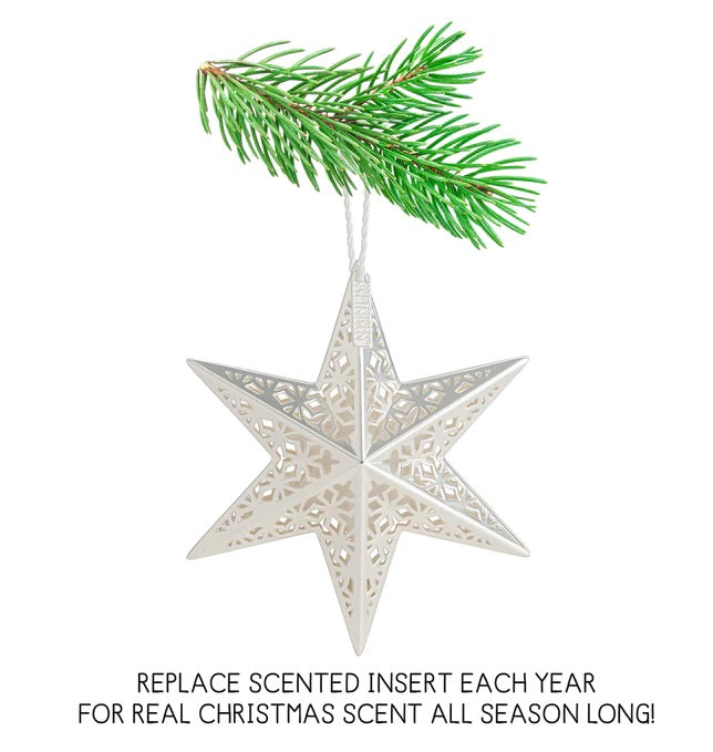 SCENTSICLES - White Winter Fir Scented Decorative Ornament - Silver Star