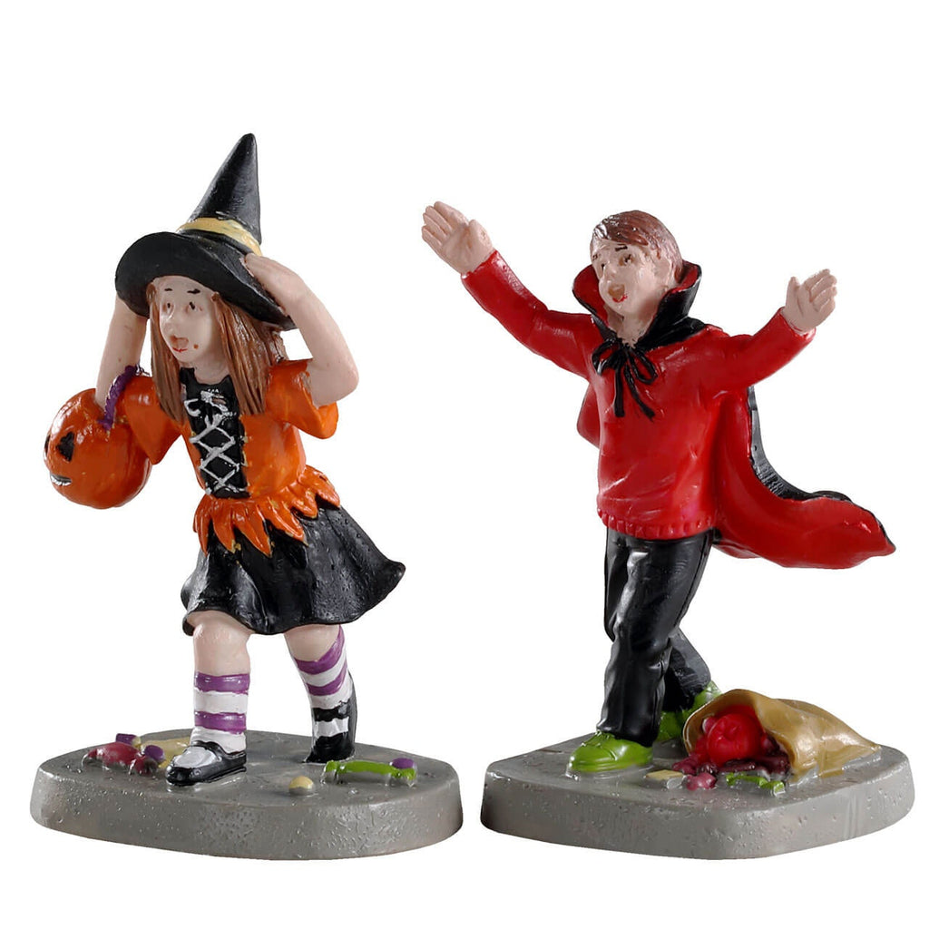 Spooky Town Figurines <br> Terrified Trick-or-Treaters, Set of 2