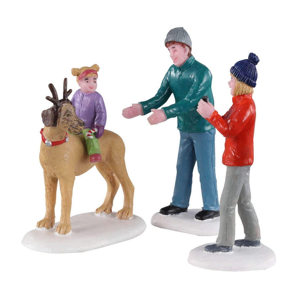 Lemax Figurine <br> Rover Plays Rudolph, Set of 3