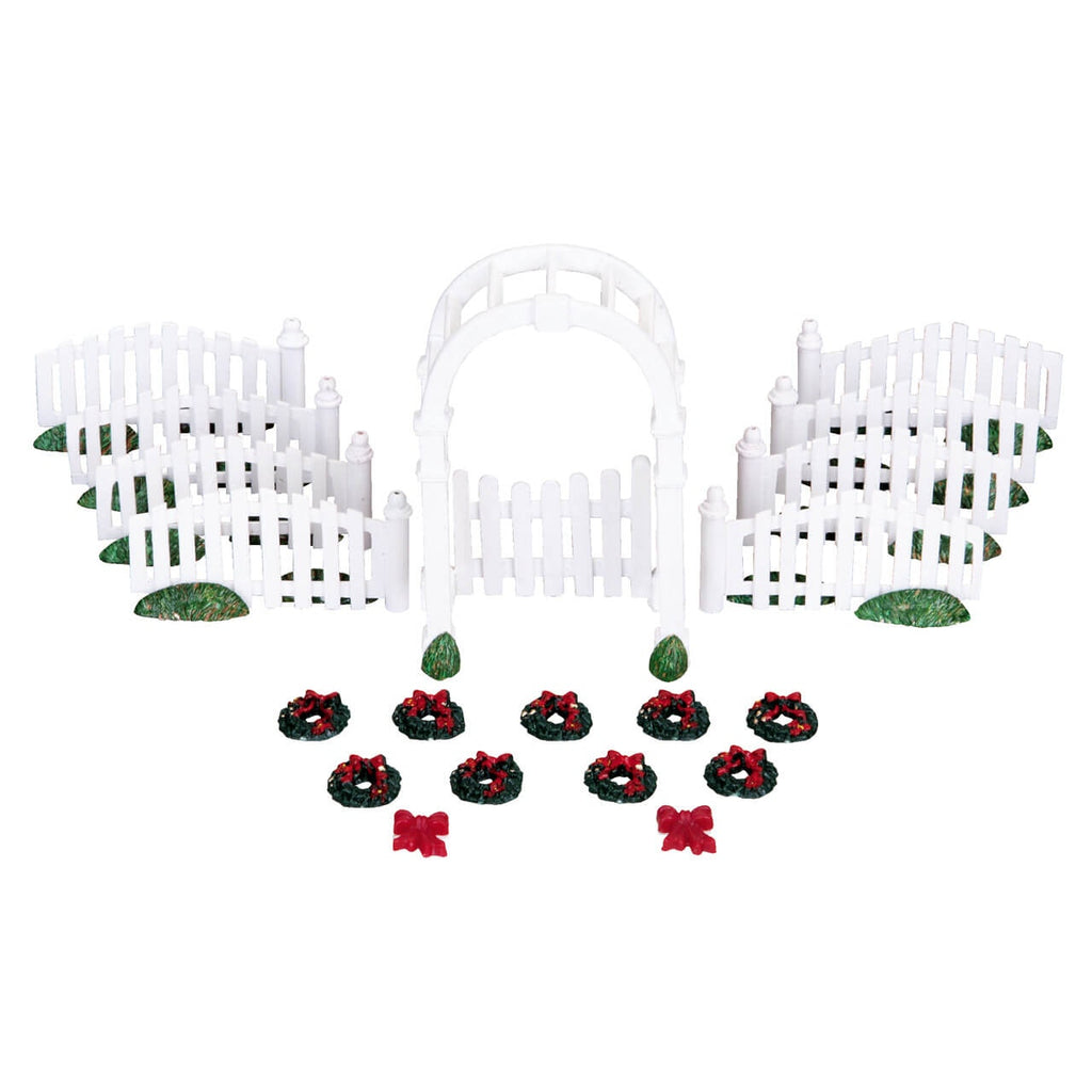 Lemax Landscaping <br> Plastic Arbor & Picket Fences With Decorations <br> Set of 20