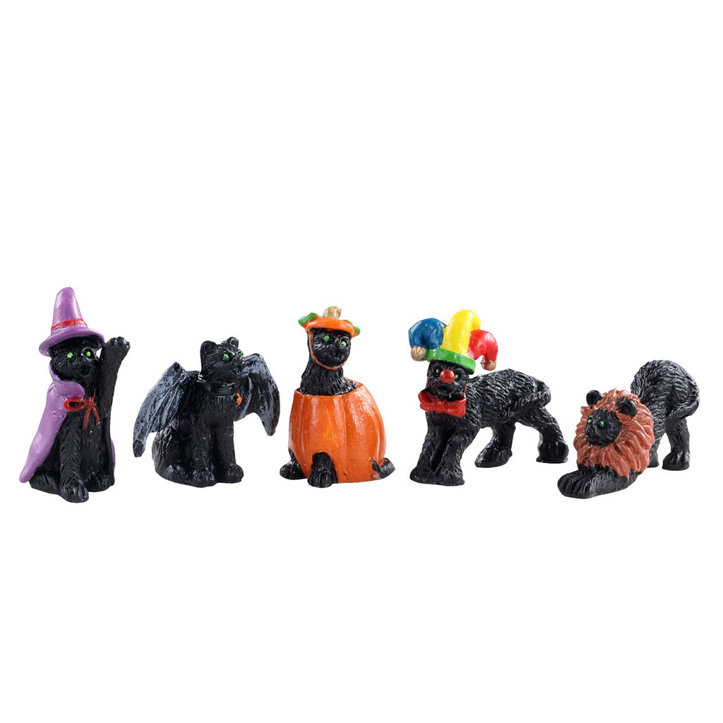 Spooky Town Figurines <br> Halloween Cats, Set of 5
