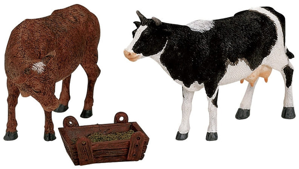 Lemax Figurines <br> Feeding Cow & Bull, Set of 3