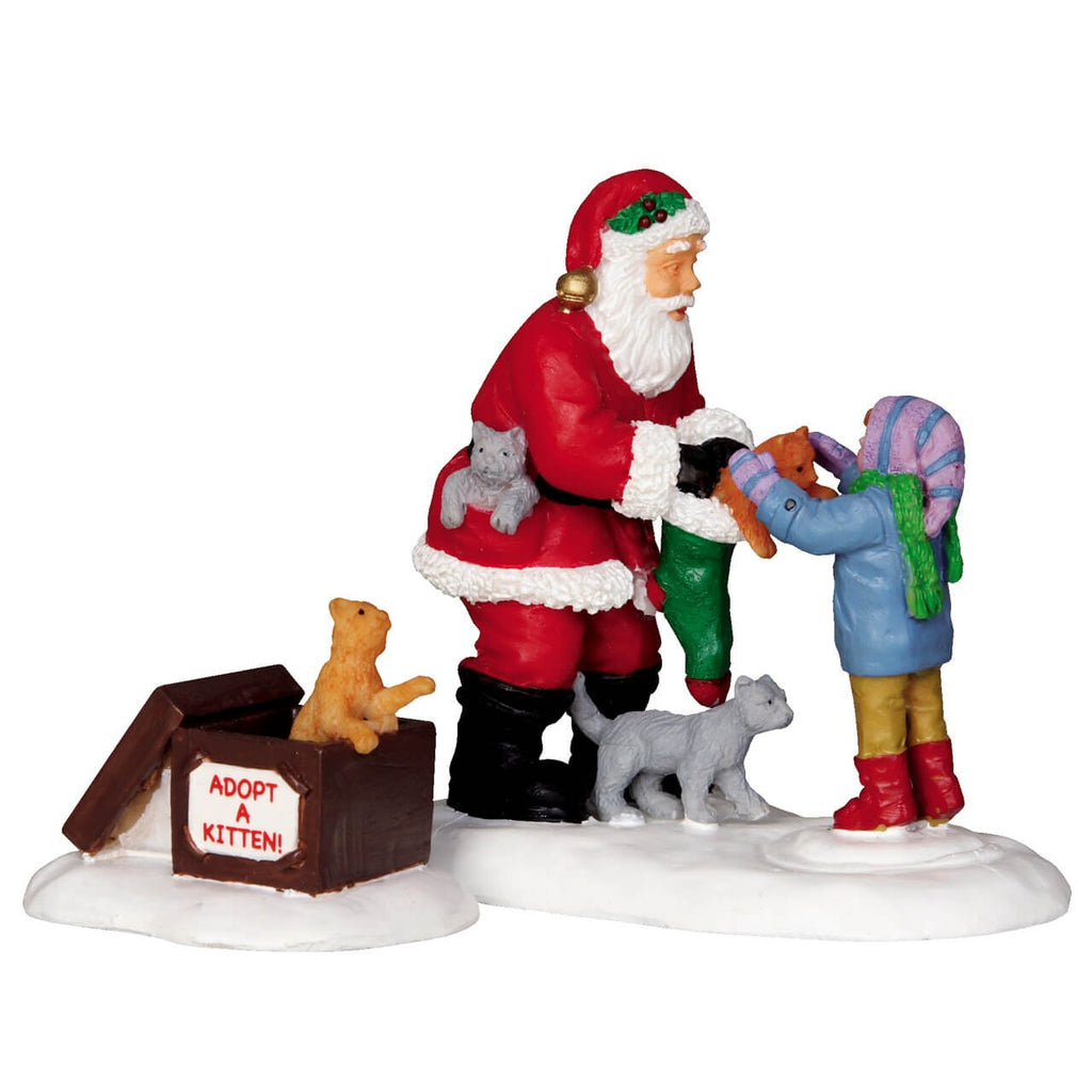 Lemax Figurine <br> Santa and Kittens, Set of 2