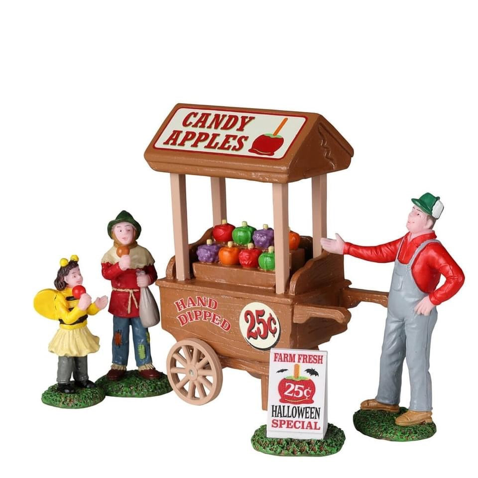 Spooky Town Figurine <br> Candy Apple Cart, Set of 5