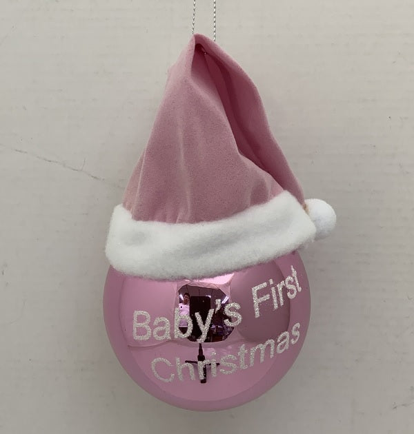 Hanging Ornaments <br> Baby's First Christmas Bauble <br> Baby Pink