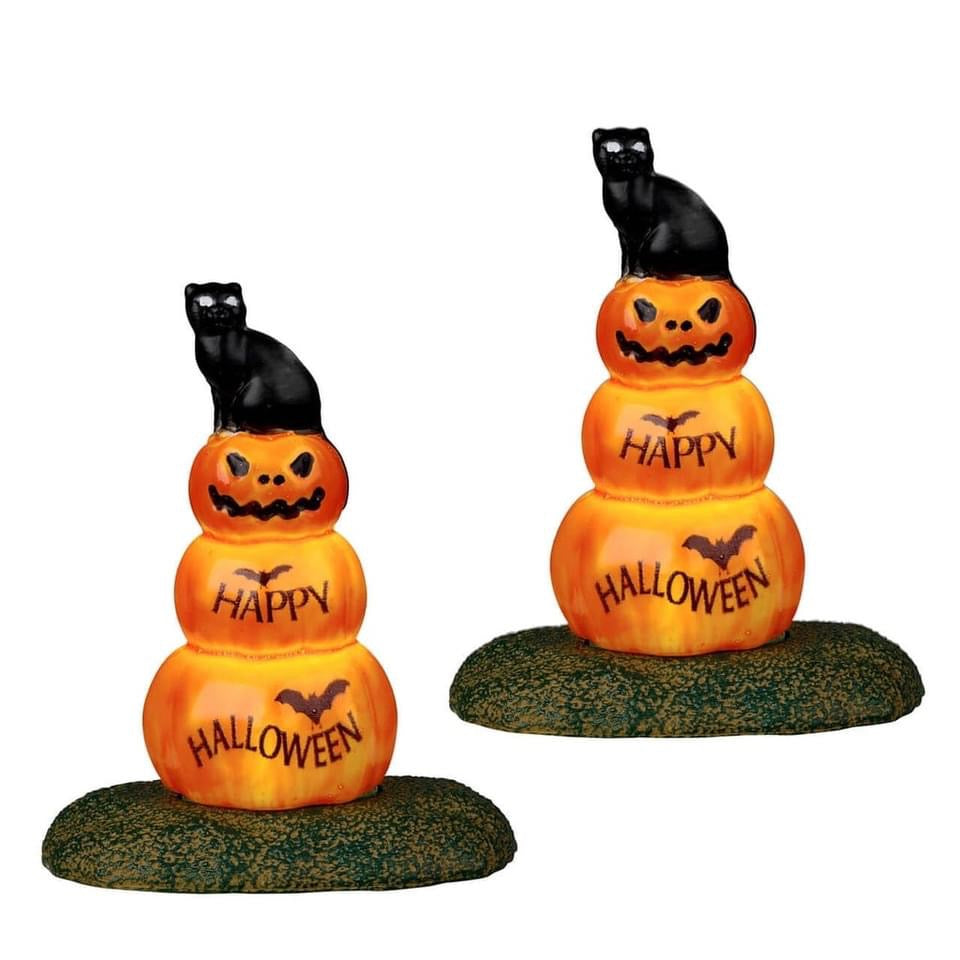 Spooky Town Lighted Accessories <br> Cat and Pumpkin