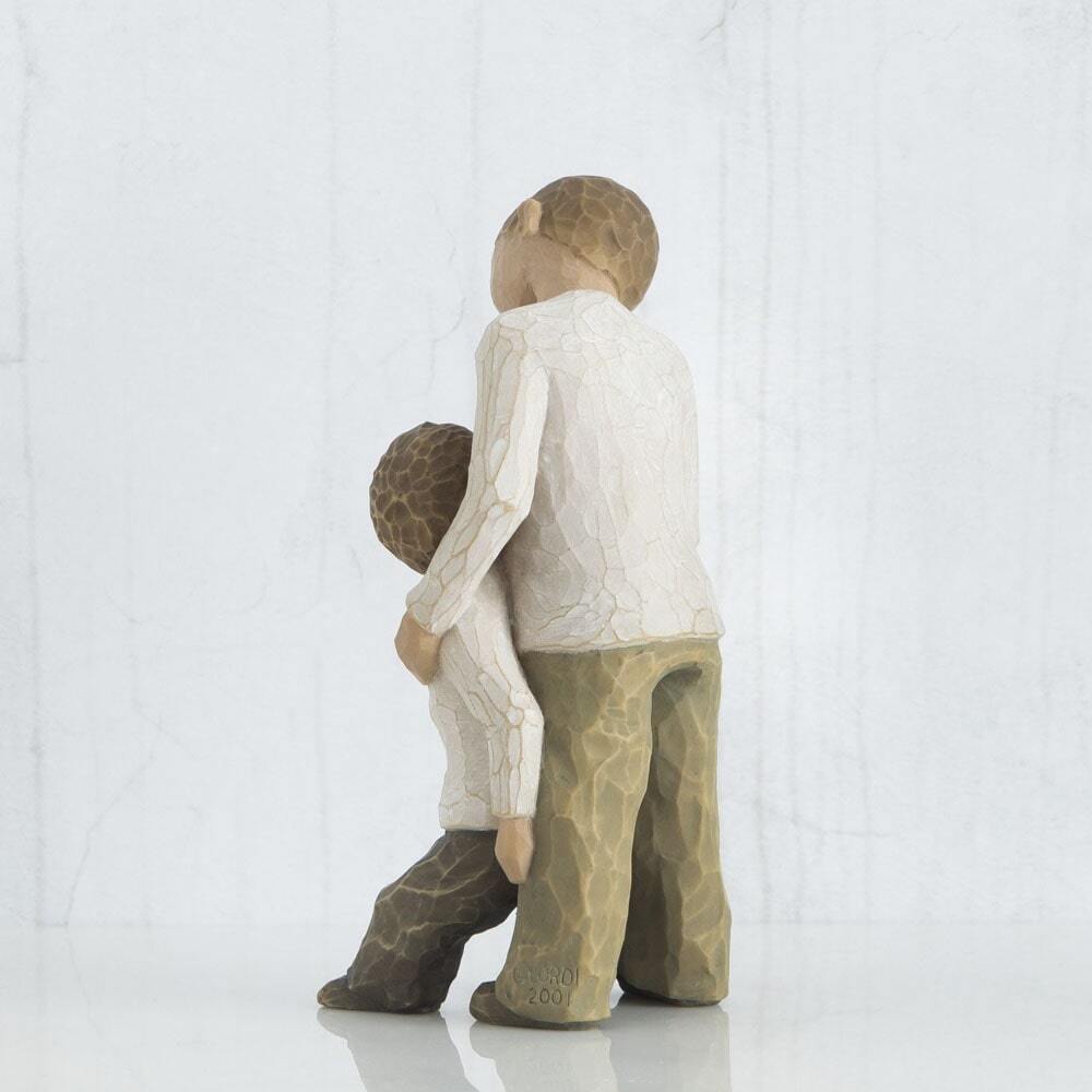 Brothers by Willow Tree. Back View - Figure of two boys, younger leaning against the older