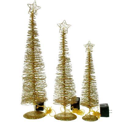 RAZ Imports <br> Table Trees<br> Gold Lit Spiral Tree (Set of 3)