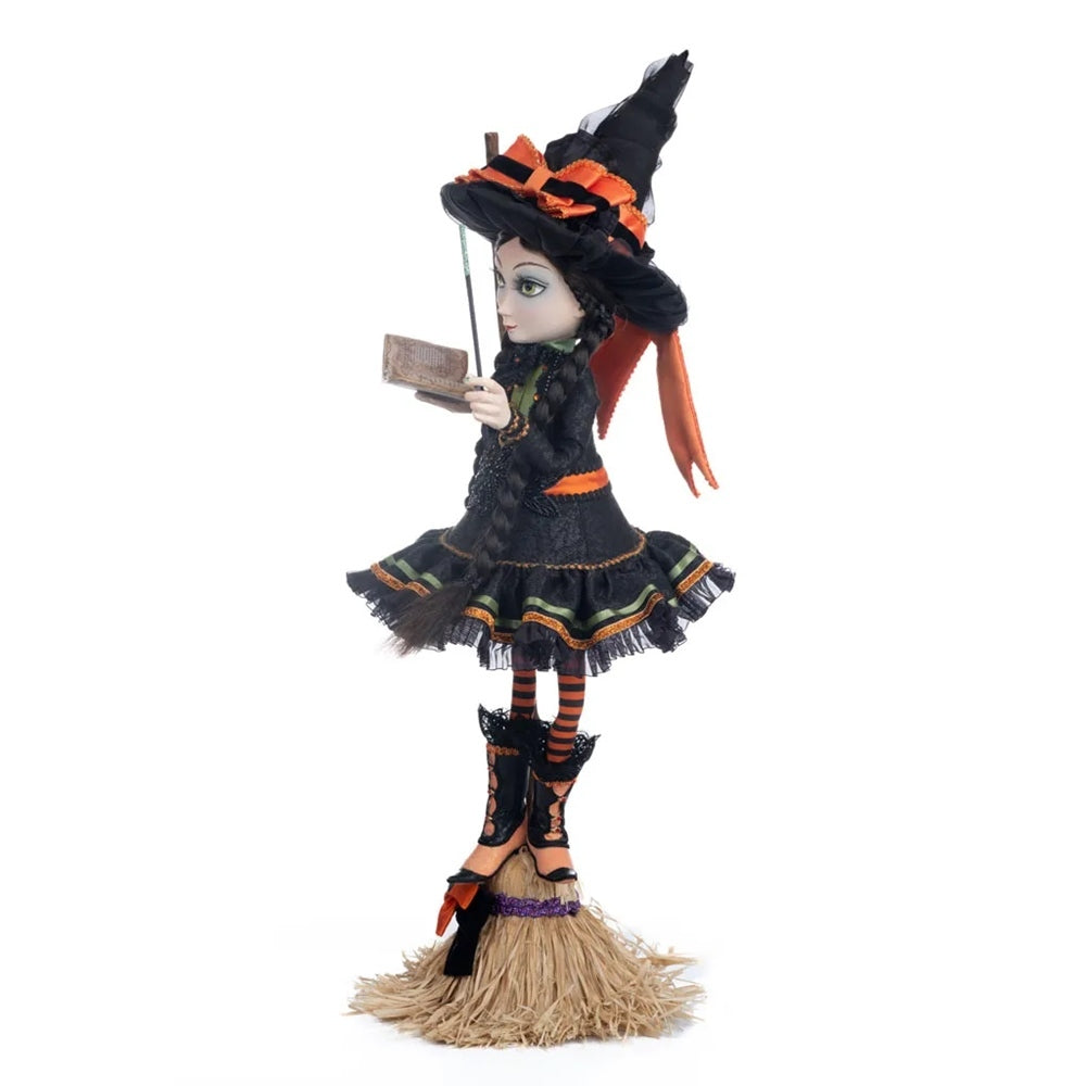 Katherine's Collection <br> Halloween Hollow <br> Hilary Blackroot on Broom (74cm)