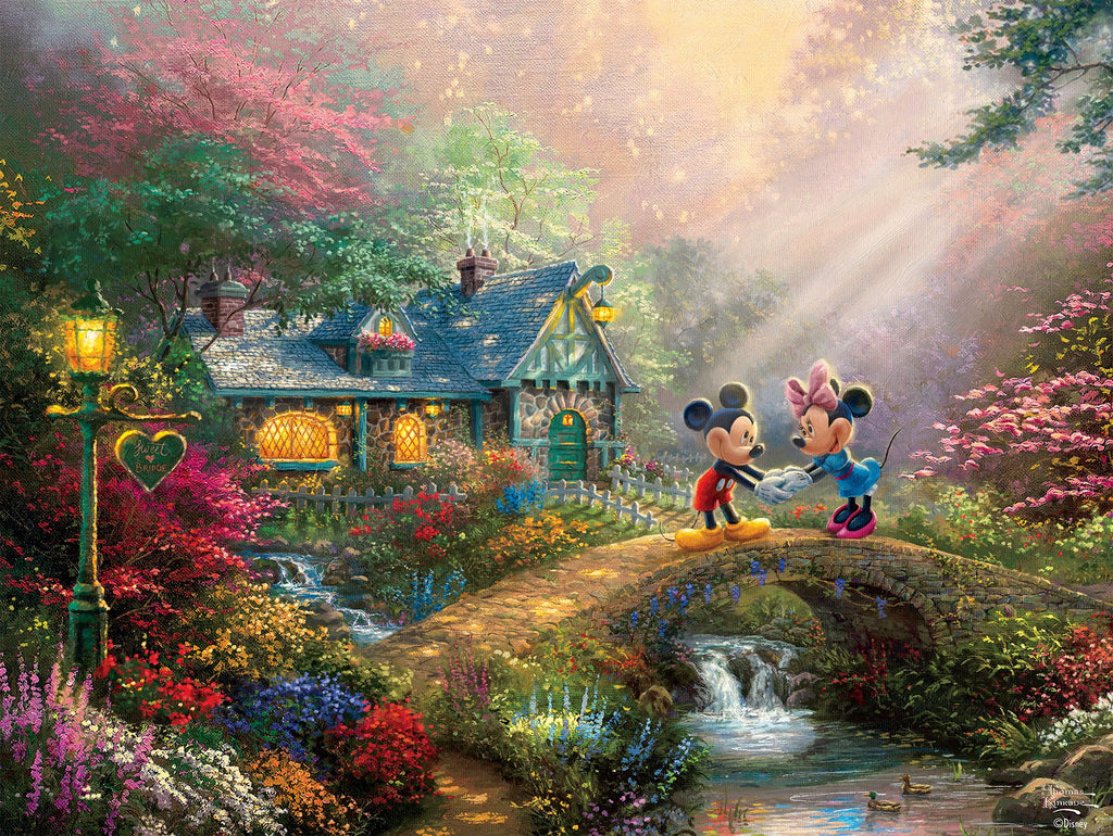 Thomas Kinkade Disney Dreams <br> 750 Piece Puzzle <br> Mickey and Minnie Sweetheart Bridge
