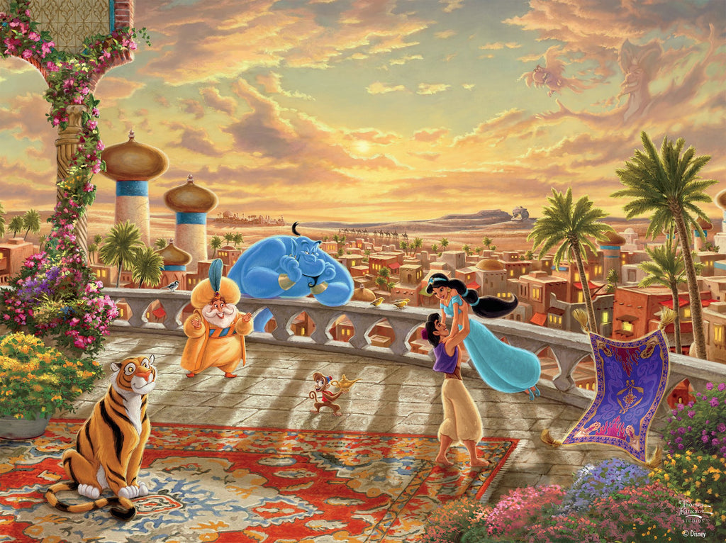 Thomas Kinkade Disney Dreams <br>750 Piece Puzzle <br> Aladdin & Jasmine Dancing in the Desert Sunset